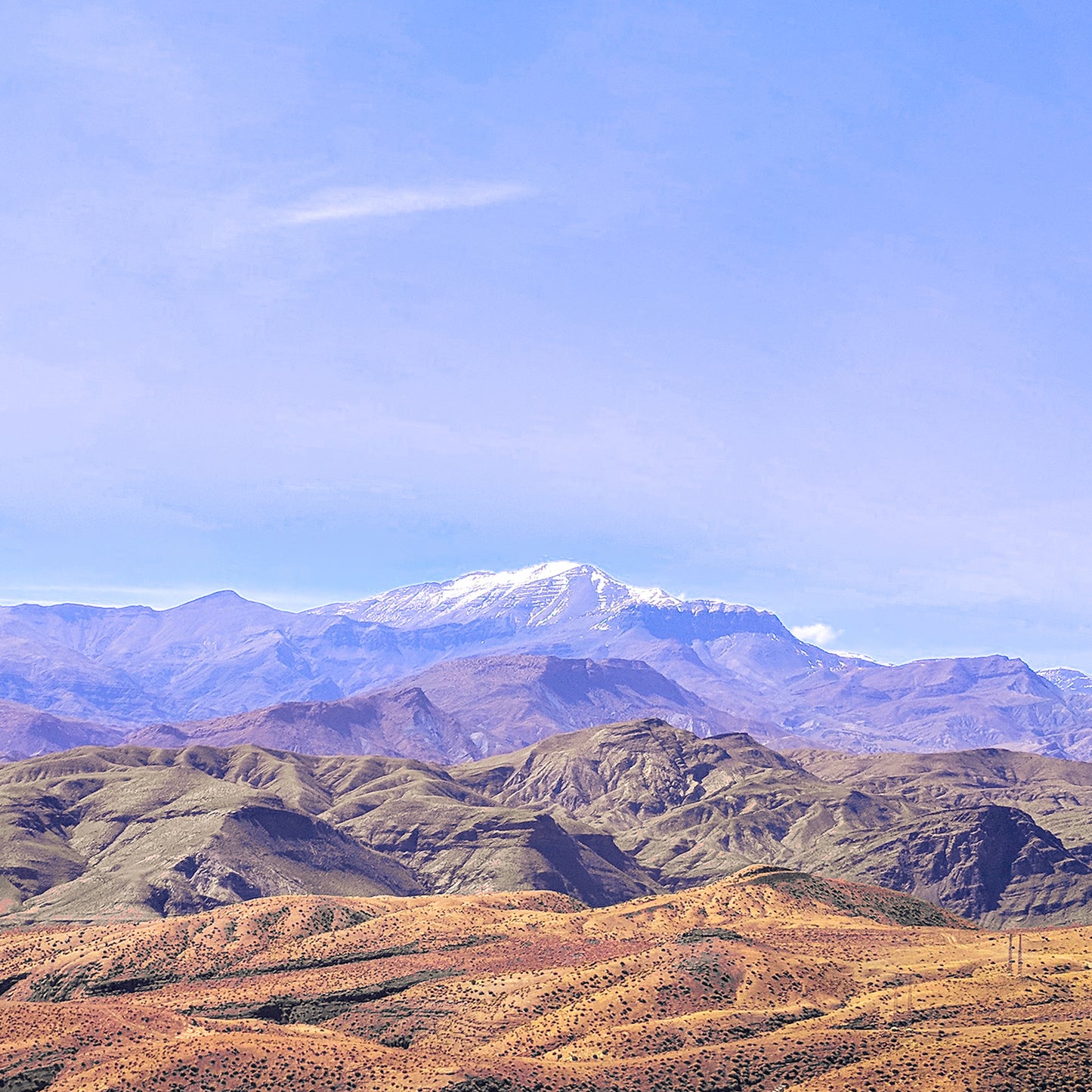 Poster Maroc: Landscape montagnes enneigées